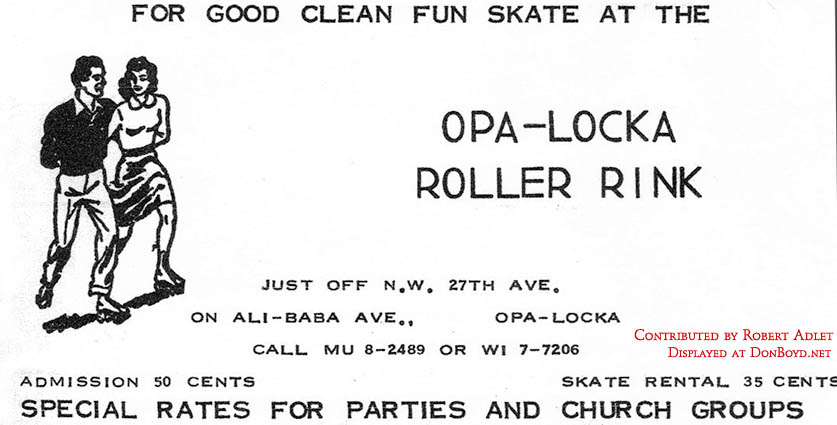 1962 - ad for the Opa-locka Roller Rink from the Opa-locka Cookbook by the Golden Gate Garden Club