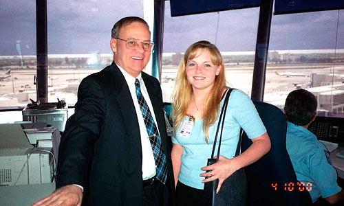 April 2000 - daughter Karen and Don Boyd on his last day at Miami International Airport