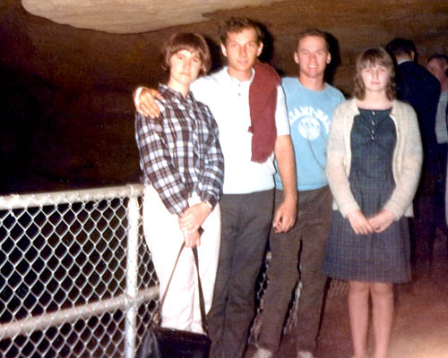 1966 - Unknown, Bob Zimmerman, me and Becky Wilkerson of Whitesville, Kentucky in Mammoth Cave