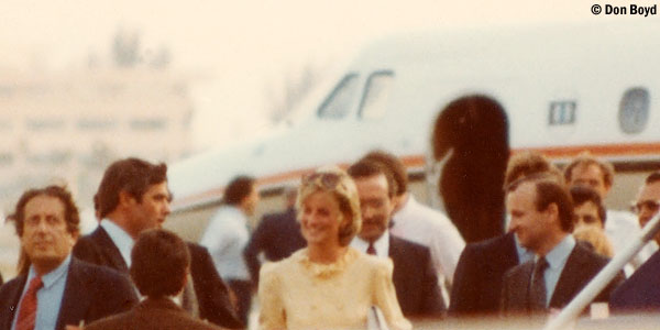 Mid 80s - Princess Diana transferring flights on the ramp at Miami International Airport