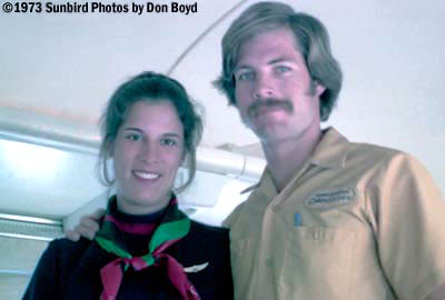 1973 - really nice United Airlines flight attendant with Rob Greene