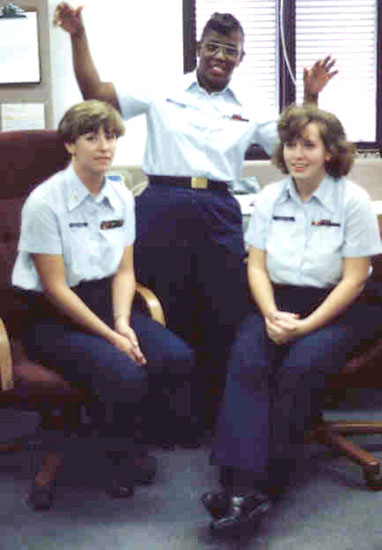 Early 90s - YN3 Cynthia Murray, USCGR and two active duty YN2 Schmucker and YN3 Denise Sisto) at Air Station Miami