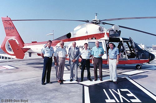 1989 - CDR Brad Herter, current CO (left) with former COs of Coast Guard Reserve Unit Air Station Miami