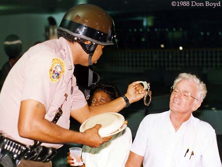 1988 - Norm Andresen getting threatened for fooling with Lettie Gooding at Charlie Mauchs retirement party