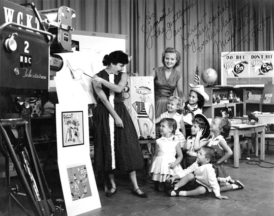 1957 - Miss Iris Maxwell with my future wife Karen Criswell and her brother Jim on WCKT-TV Channel 7s Romper Room