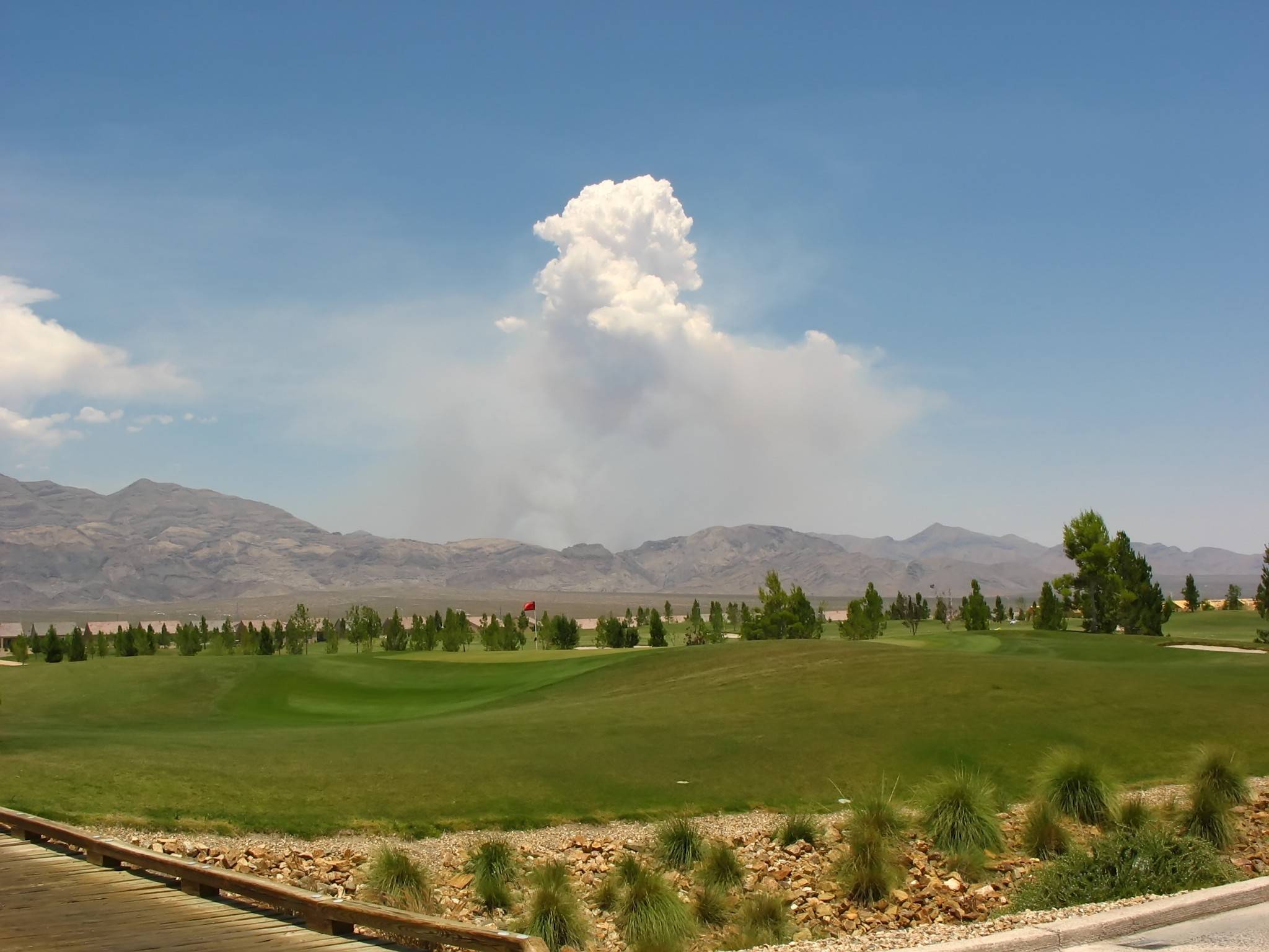 A view of a fire from the Aliante Golf Course