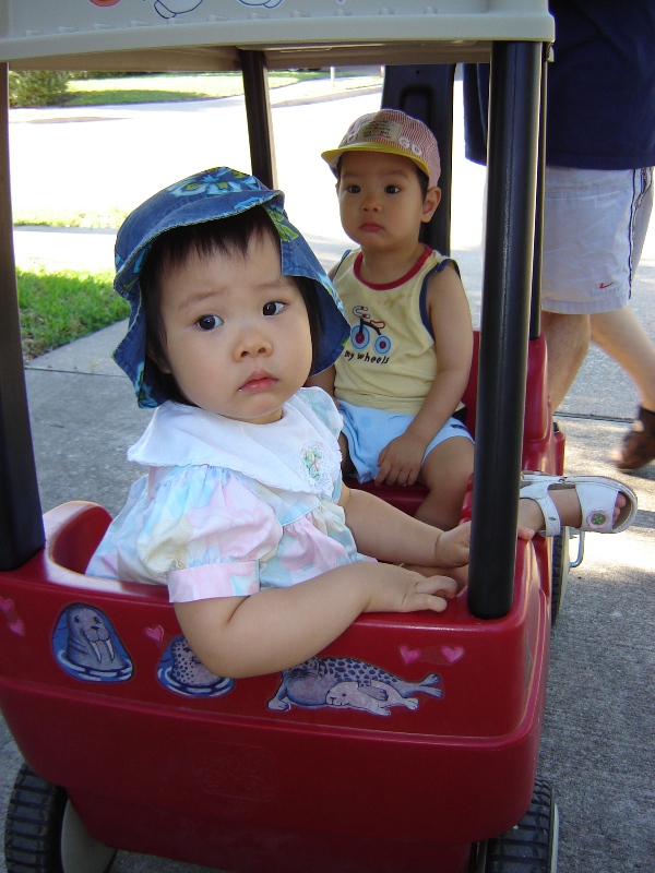 戴上帽子坐 wagon