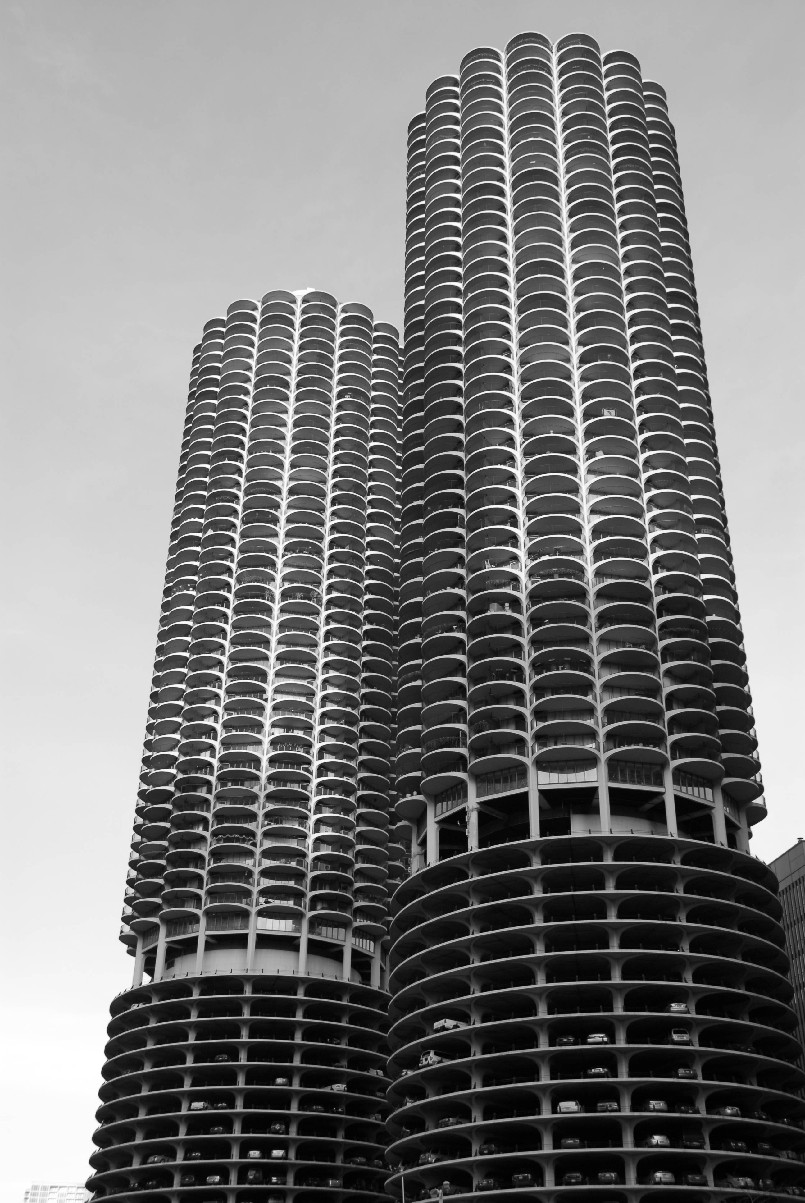 Marina Towers in Black and White