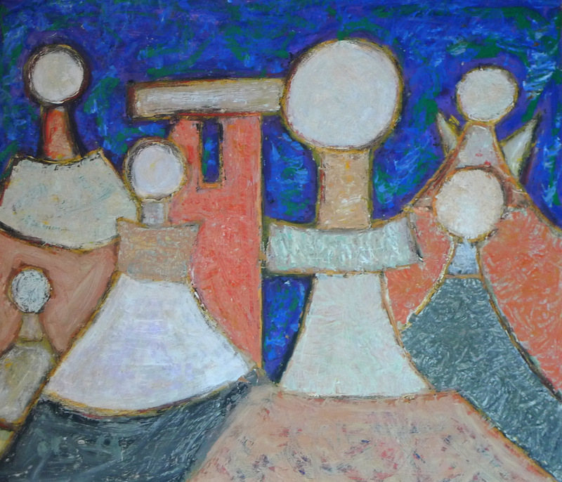 Trulli Ad Ostuni Acrilico su masonite 90x110 - 2003 - Collezione Privata - Palazzo Canavese - Torino - Italy