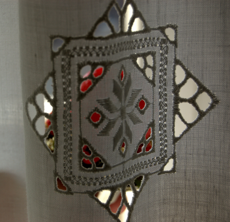 Embroidery on red