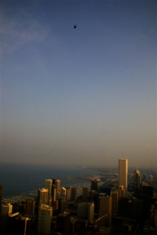 Spider (top of photo) from the 95th floor of the John Hancock Building