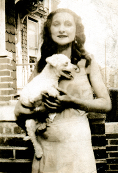 Hilda (Richard's mother) with a dog named Pinkie (early 1930s)