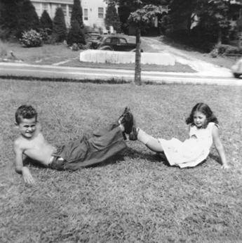 Cousin Susan (mother's side) and Richard at Pine Bush, New York in 1950