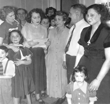 Aunt Rosie reading - 45th anniversary party for grandma Anna and grandpa Louis (mother's side) (1952)