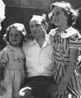 Uncle Morris with his daughters Phyllis (right) and Carole (left) - Richard's uncle and cousins, mother's side