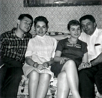 Left to right: Cousins Barry, Marilyn, Phyllis and Jules - mother's side (1958)