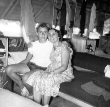 Richard and his mother Hilda when he was a counselor at a basketball summer camp (1957)