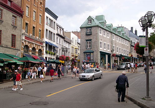 The intersection of  Cte de la Fabrique, Garneau, Couillard and St. Jean streets in the Upper Town of Old Qubec.