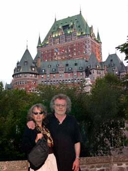 Judy and Richard in Montmorency Park with Le Château Frontenac in the background - in Old Québec.