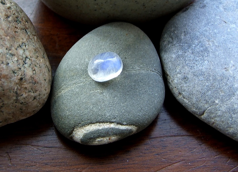 Summer sky caught in a Moonstone