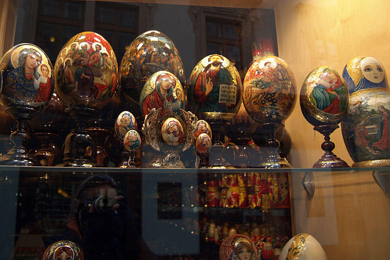Painted Eggs in Shop Window
