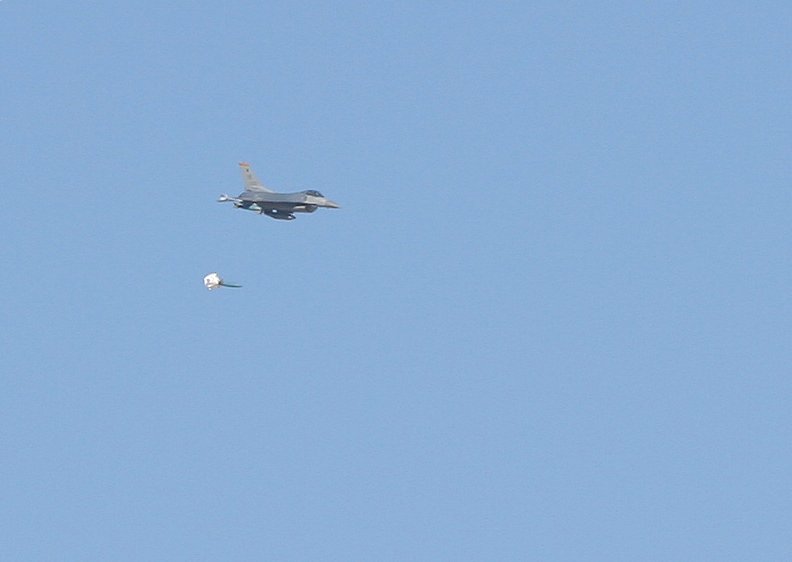 F-16 Releasing a BDU-50 High Drag Bomb