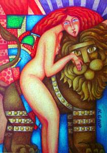 Girl and lion