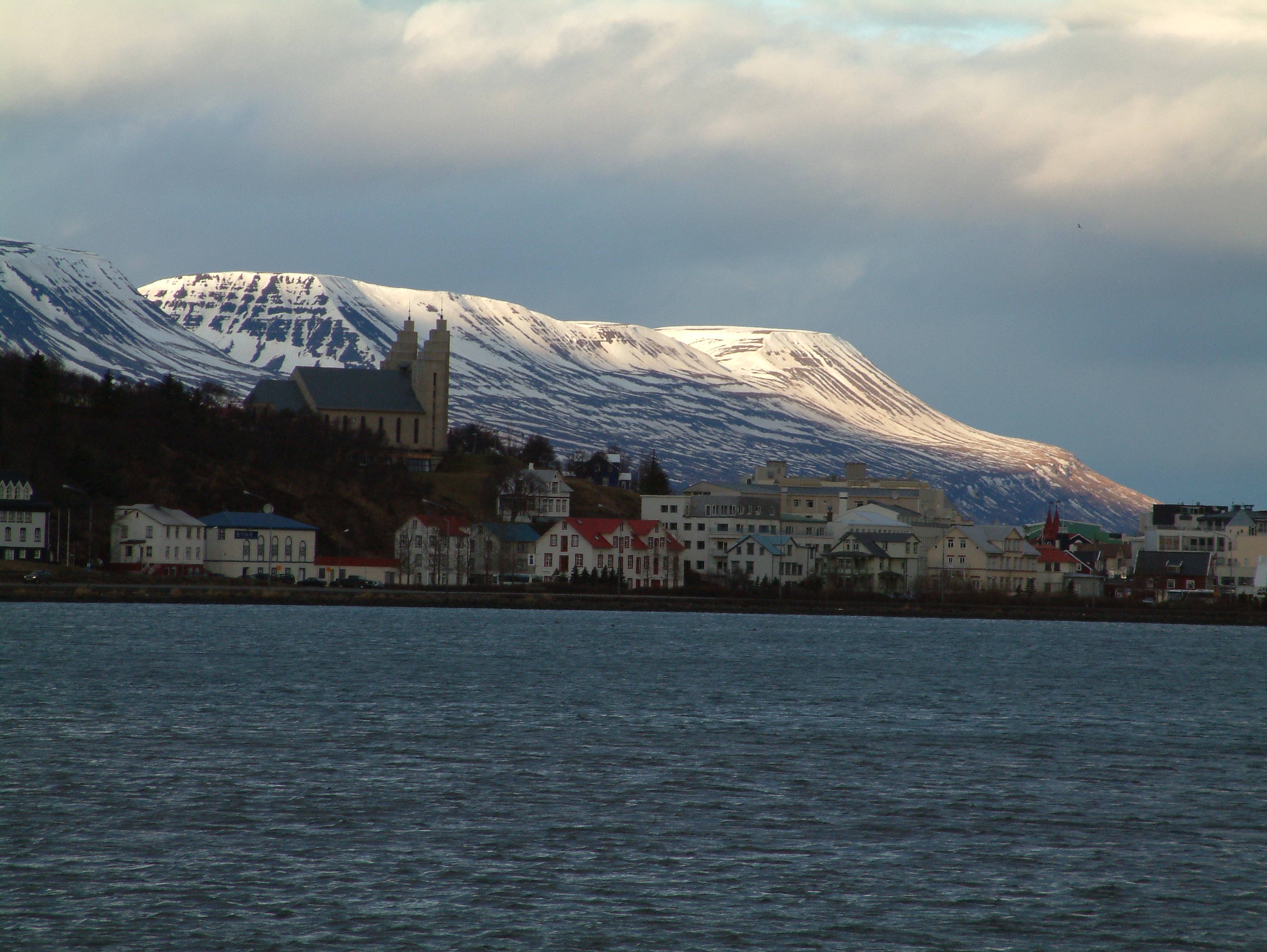 The Akureyri church and the center of Akureyri
