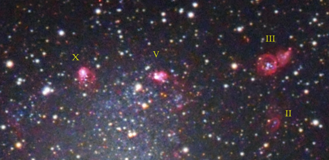 Barnards Galaxy major HII regions