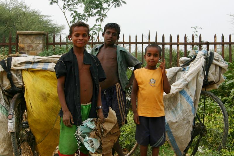 Rural boys with headphones, Gurgaon