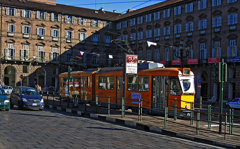 Tram stop across from the Teatro Regio .. 1945