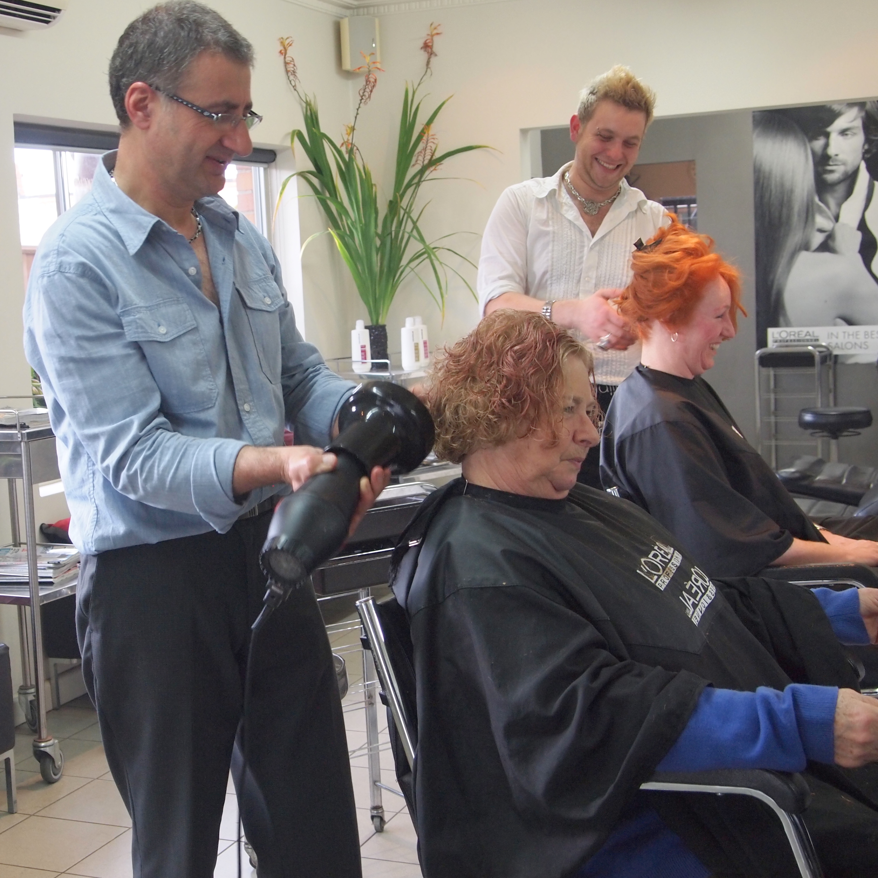 At the hairdressers.