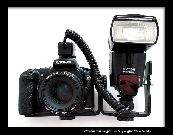 Canon 20D on SB-E1 bracket