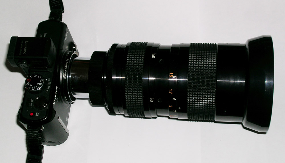 GF1 and 15-150 f2.8 television lens