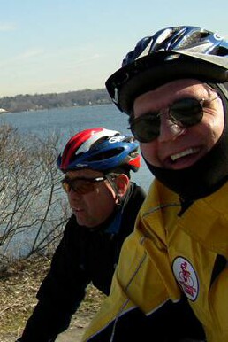 Yes, we ride all year 'round!
(l-r) Edgar Reyes and John Chiarella