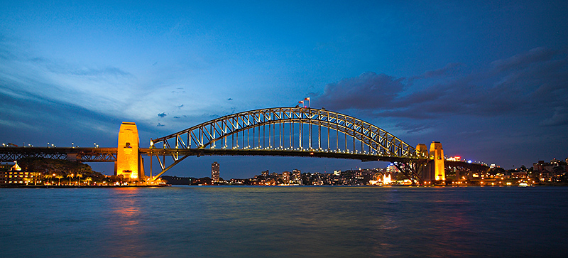 Sydney Harbour Bridge in blue dusk light