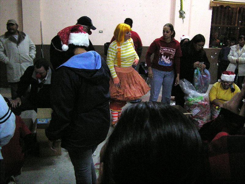 Handing out Bibles & Snacks & Drinks