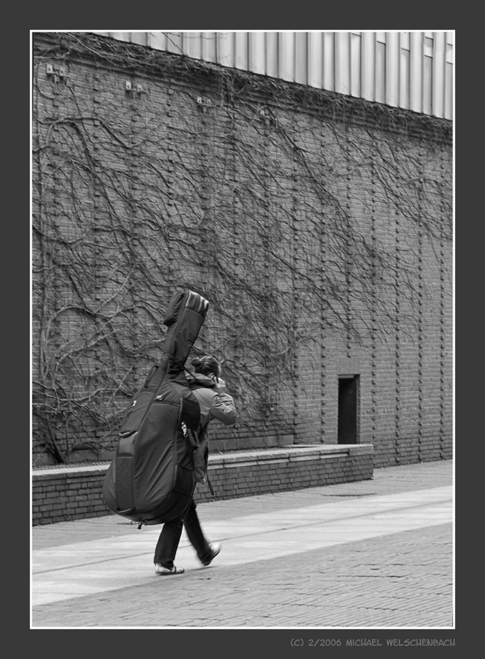Double Bass on his Way to Work