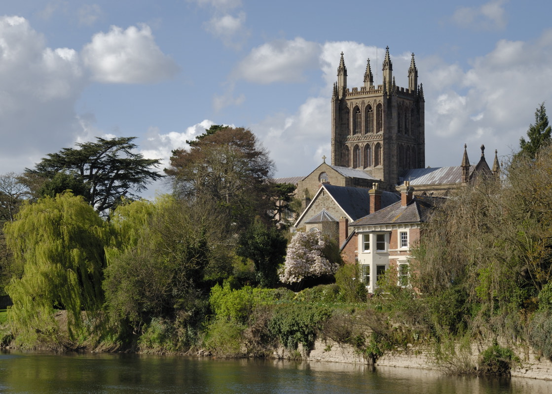 Hereford Cathedral from across the Wye