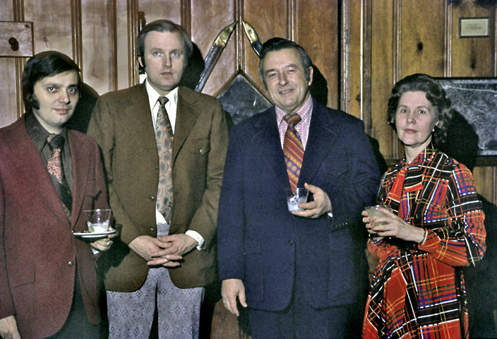 Greg Everett, Deane Johnson, Bob Mosiman and Jewell Dewitt at the 1972 St. Joe Polyester Convention