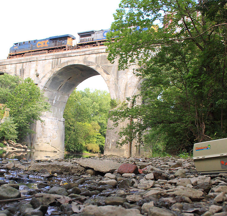 A Northbound CSX train crosses the little Miami River near Sidney 