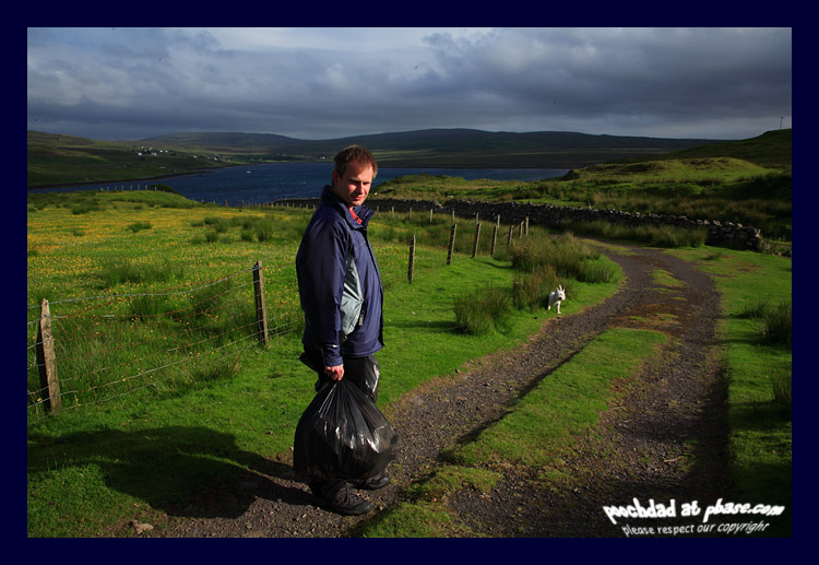 helping Dad take out the rubbish
