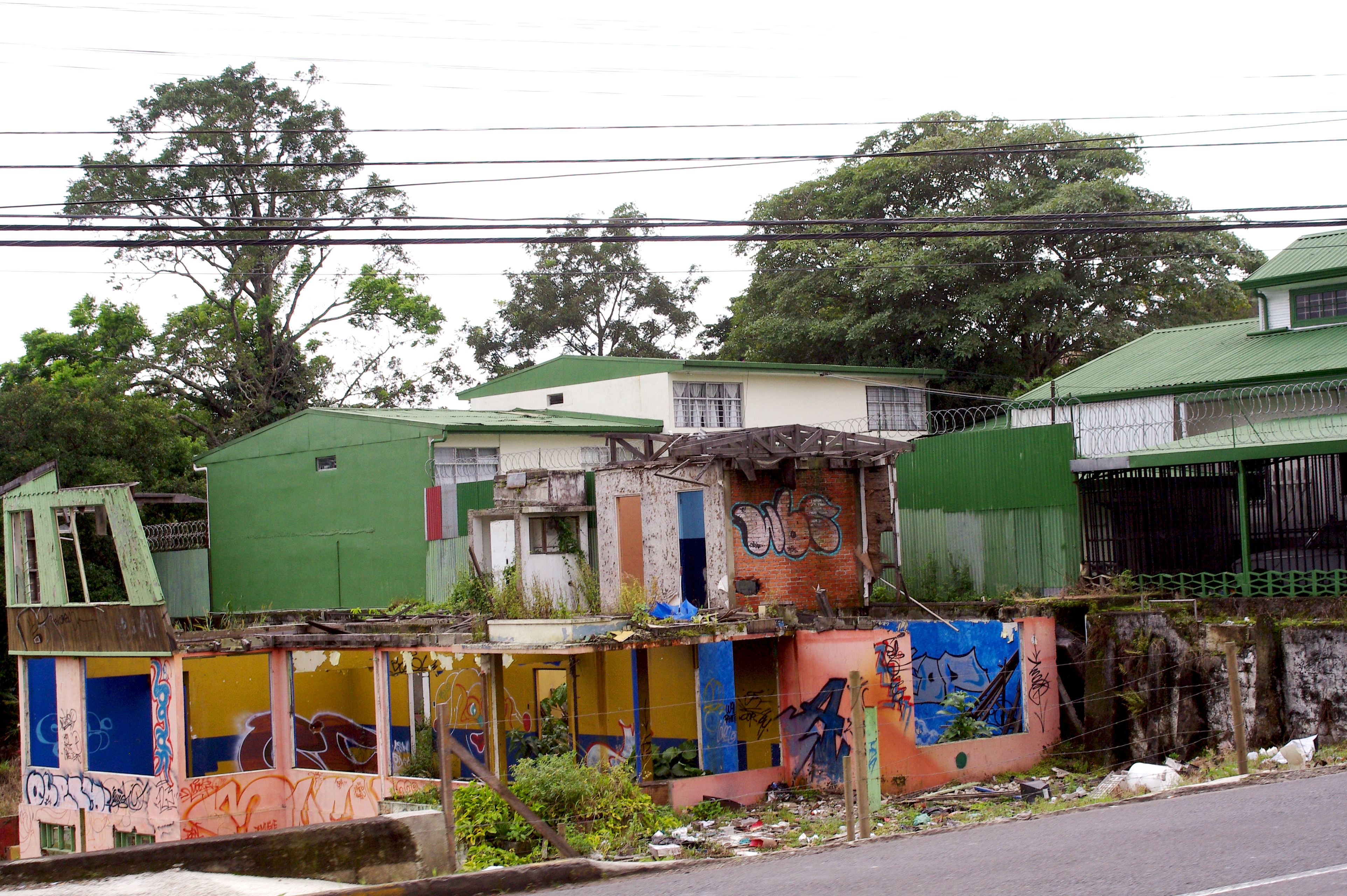 Colorful graffiti on homes