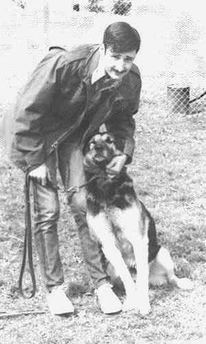 Sgt Michael DeForest with Nemo at Lackland AFB, TX in 1972