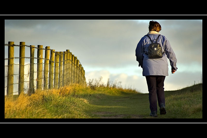 Carole heads for home, West Bay, Dorset