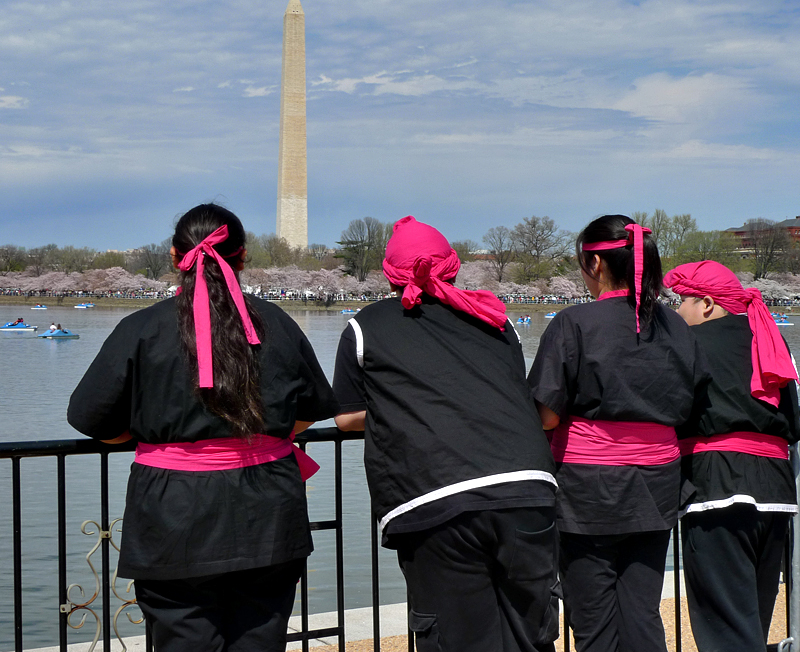 Performers, enjoying the view