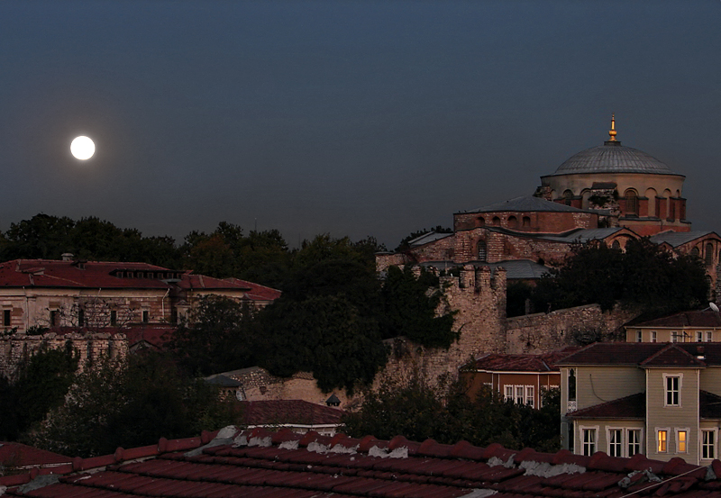 Full moon over Aya Eirene