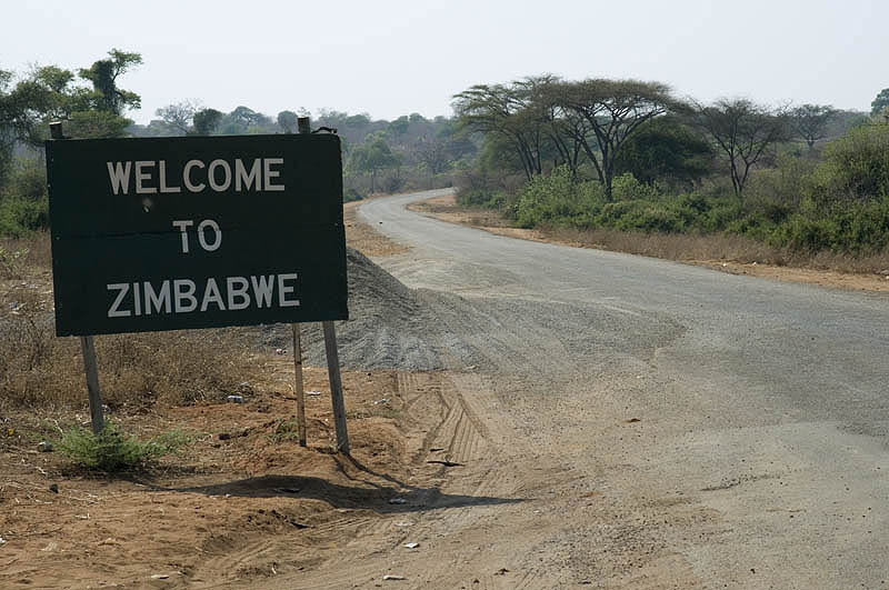 Entering Zimbabwe from Botswana, to the west