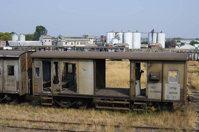 Ruined freight wagons, Bulawayo rail yards