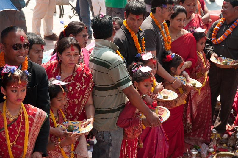 In the Ihi ceremony, Newari girls undergo a mock marriage to avert widowhood in later life